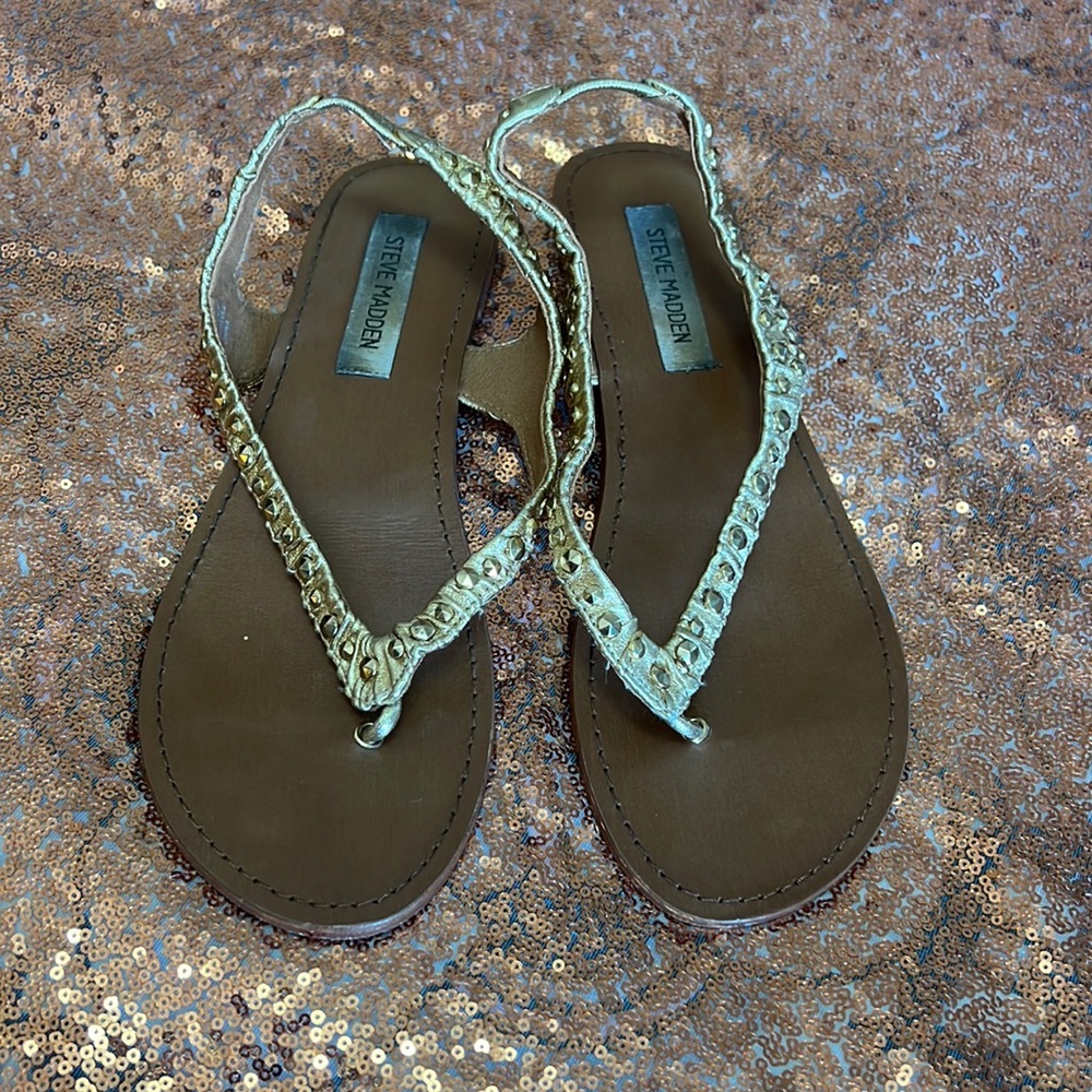 Steve Madden Gold Sandals, Size 8.5